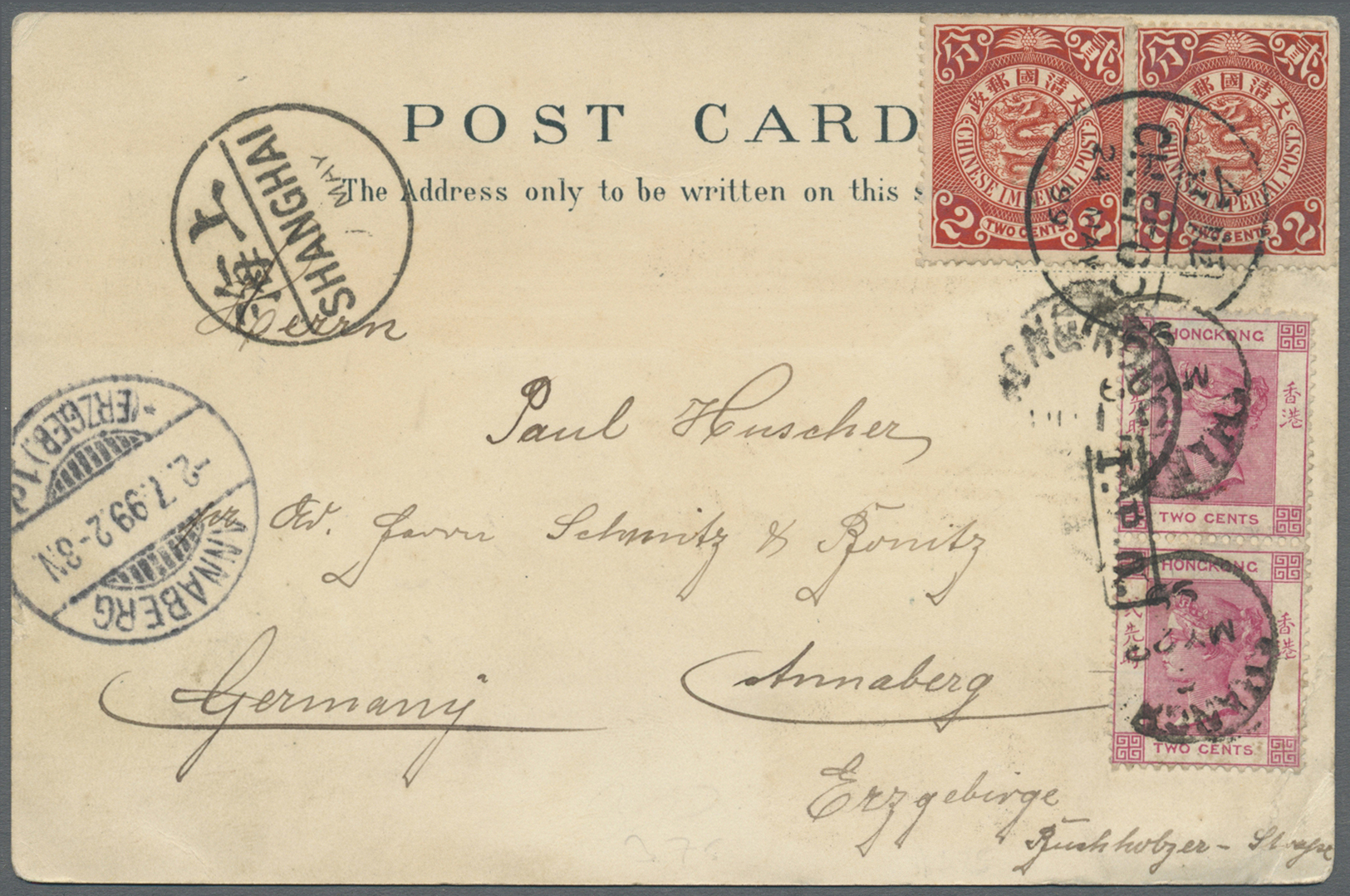 Br Hongkong - Britische Post In China: 1899. Multi View Picture Post Card Of 'Chefoo' Addressed To Germany Bearing Chine - Covers & Documents