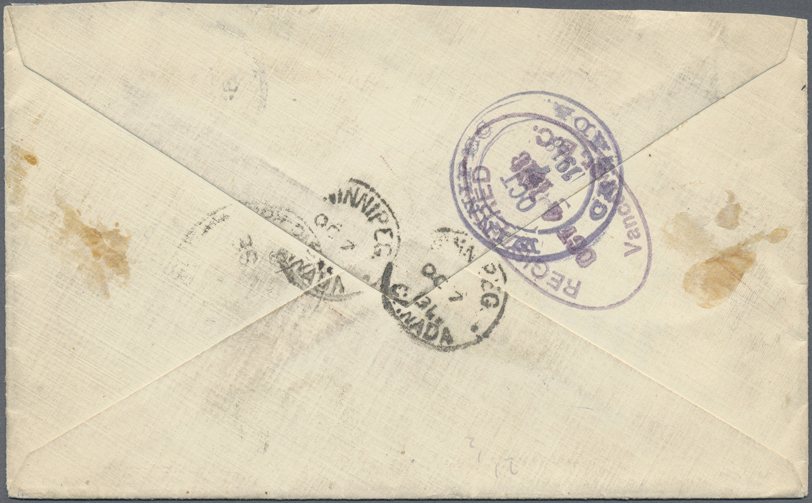 Br Hongkong - Britische Post In China: 1918. Registered Envelope (shortened) Addressed To Canada Bearing British Post Of - Covers & Documents