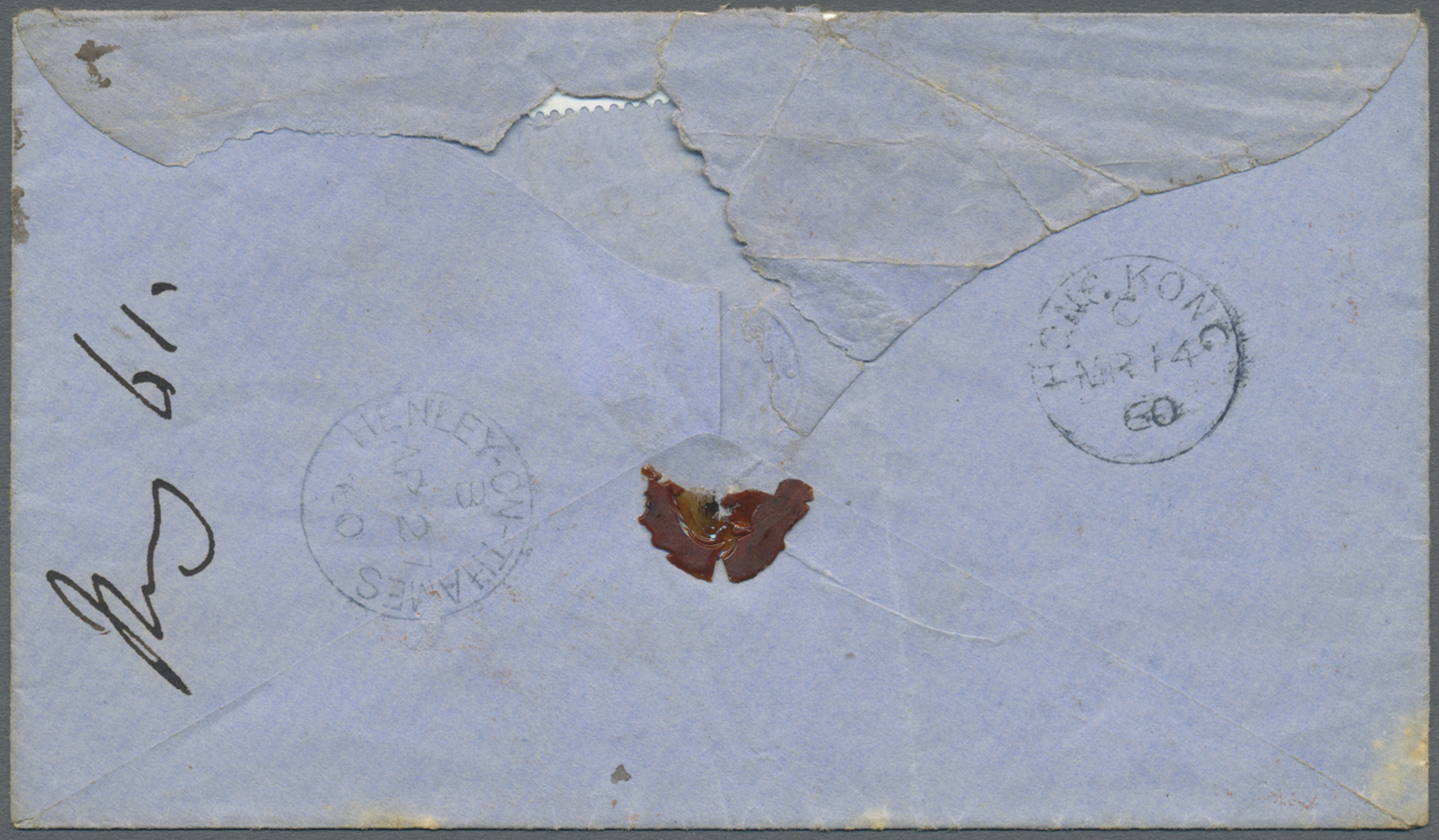 Br Hongkong - Treaty Ports: 1860. Stampless·envelope Addressed To England Cancelled By Hong Kong/Paid Date Stamp 'Mr 14 - Autres & Non Classés