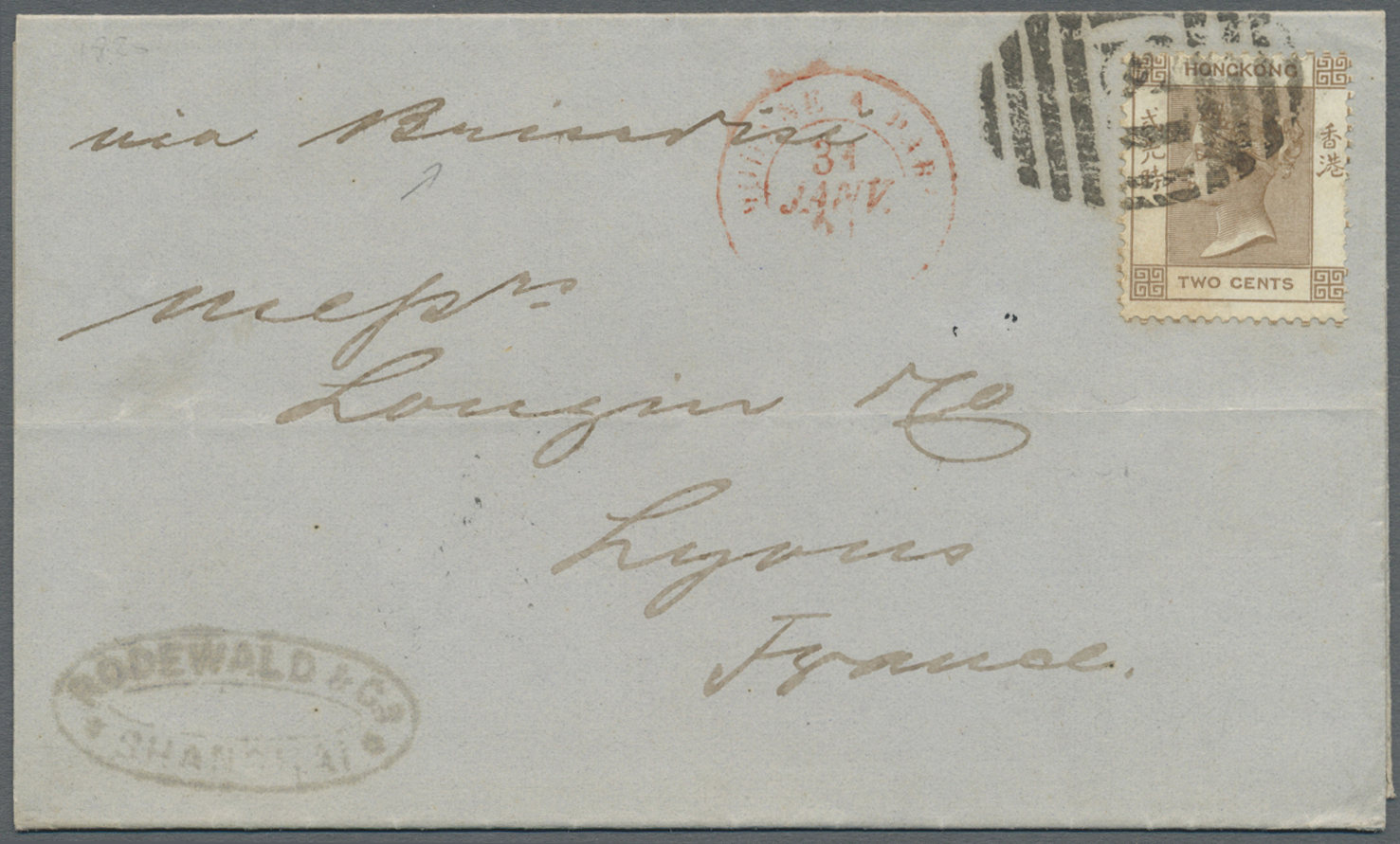 Br Hongkong - Treaty Ports: Shanghai: 1865,  QV 2 C. Light Brown Tied Oval "S1" To Mimeographed Circular "Shanghai Silk - Other & Unclassified