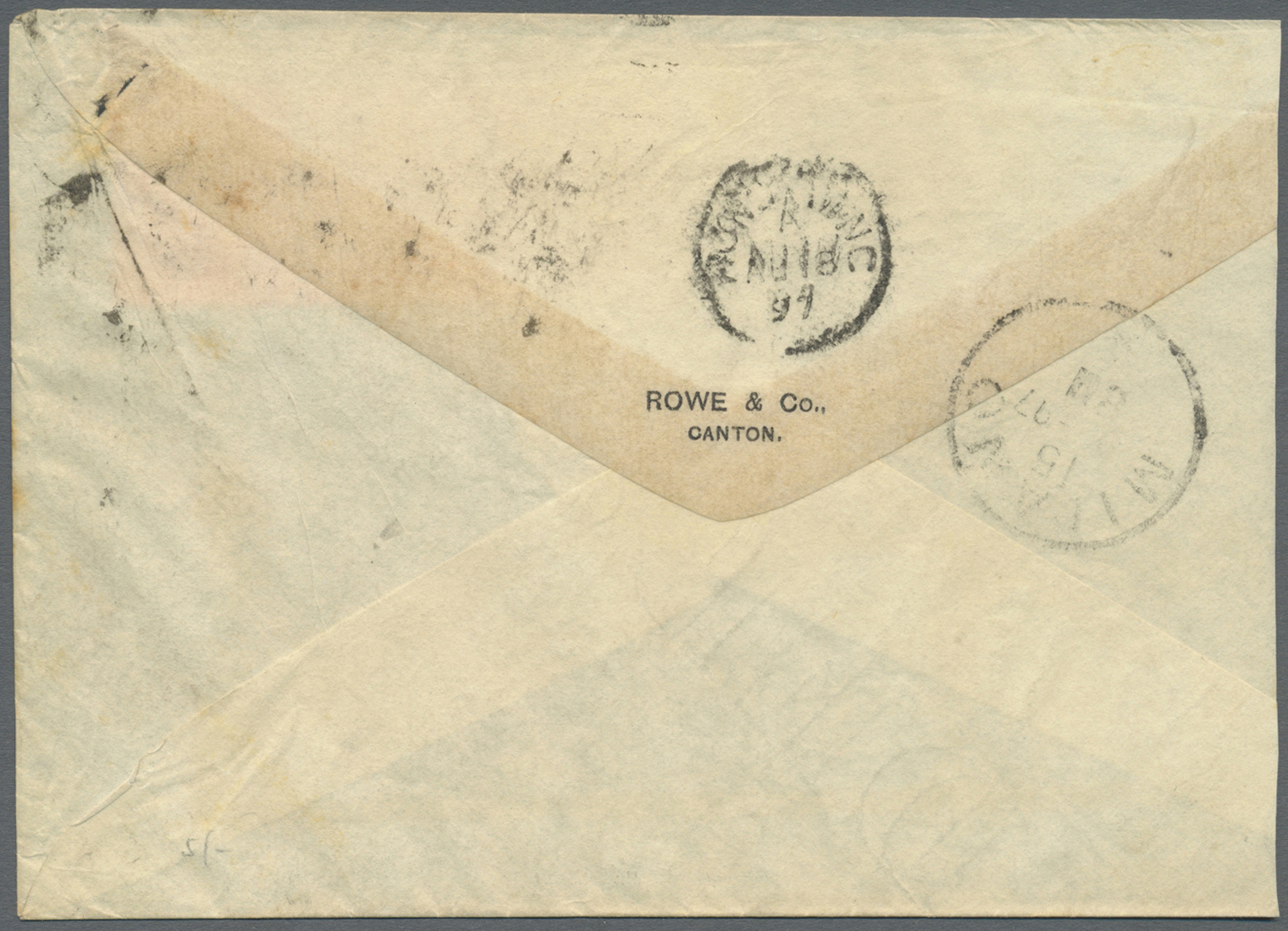 Br Hongkong - Treaty Ports: 1897. Envelope (left Shortened) To Italy Bearing SG 38, 10c Purple/red (strip Of Three) Tied - Other & Unclassified