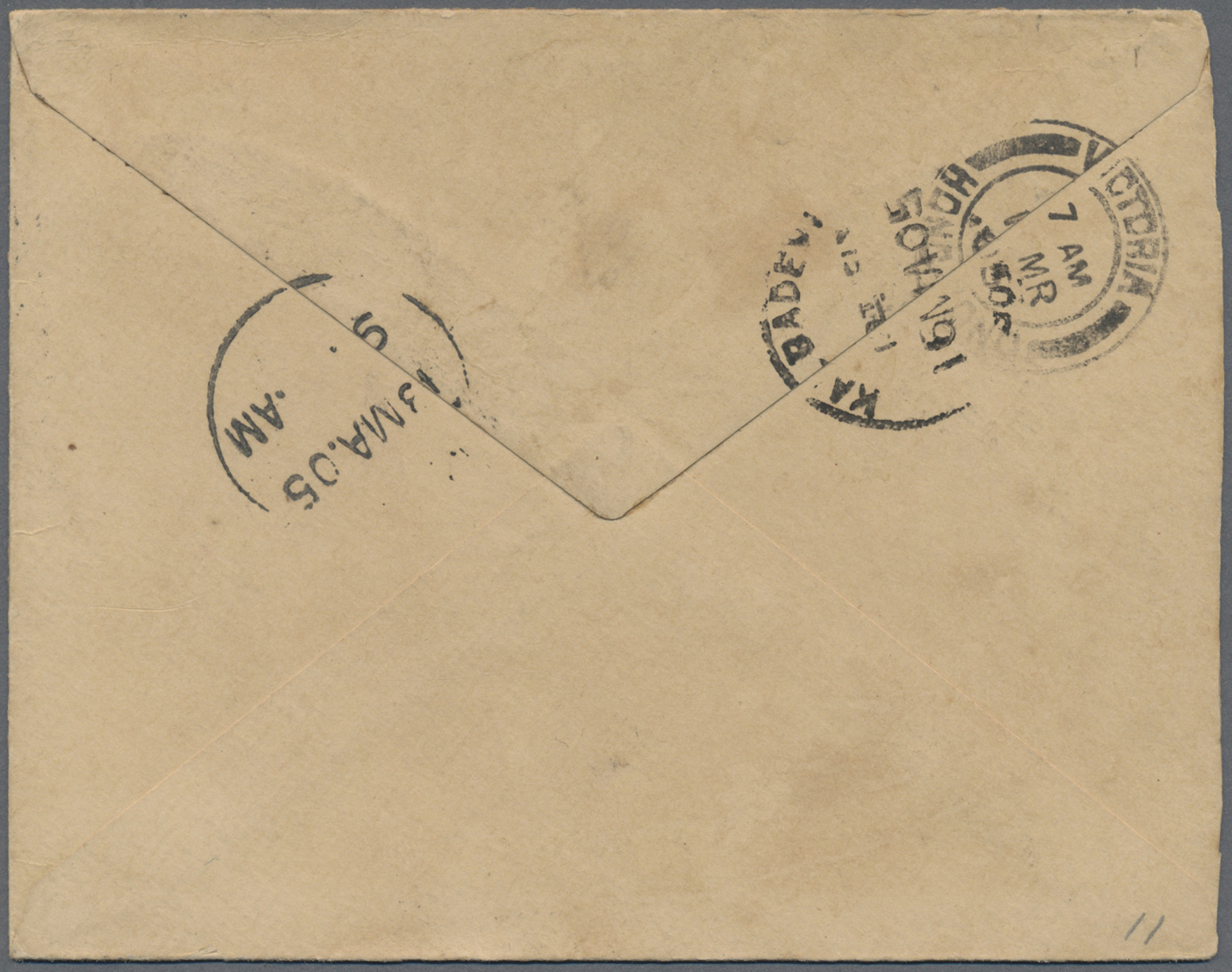 GA Hongkong - Treaty Ports: 1905. Postal Stationery Envelope 5 Cents Purple Cancelled By Canton/B Date Stamp (Webb Type - Other & Unclassified