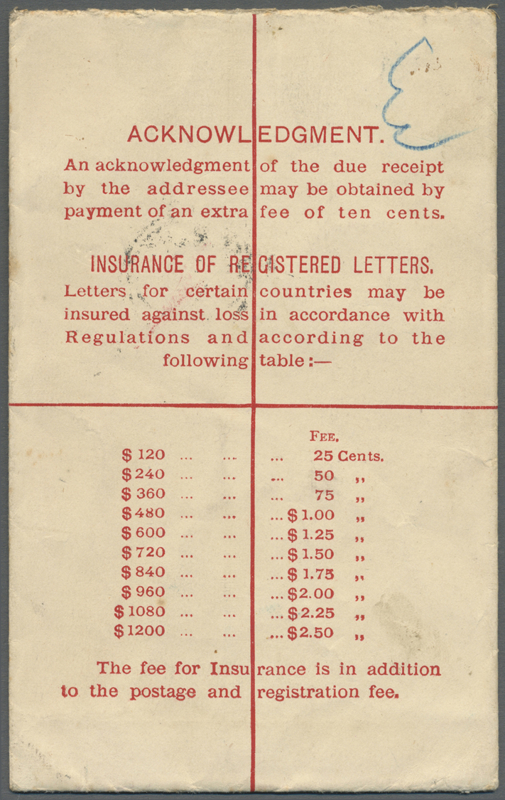 GA Hongkong - Ganzsachen: 1912, Registration Envelope KEVII 10 C. Uprated KEVII 4 C. Canc. "REGISTERED G.P.O. HONG KONG - Entiers Postaux