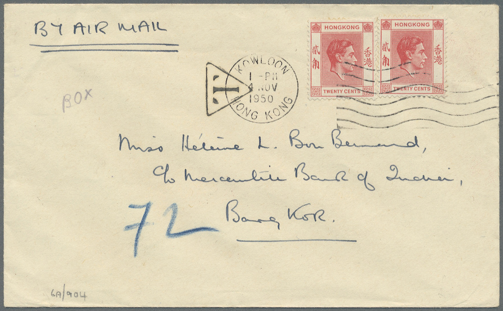 Br Hongkong - Besonderheiten: 1950/1972, Underpaid Taxed Covers (6) Inc. Triangular Boxed "T" (3), Two-line "Return To S - Other & Unclassified