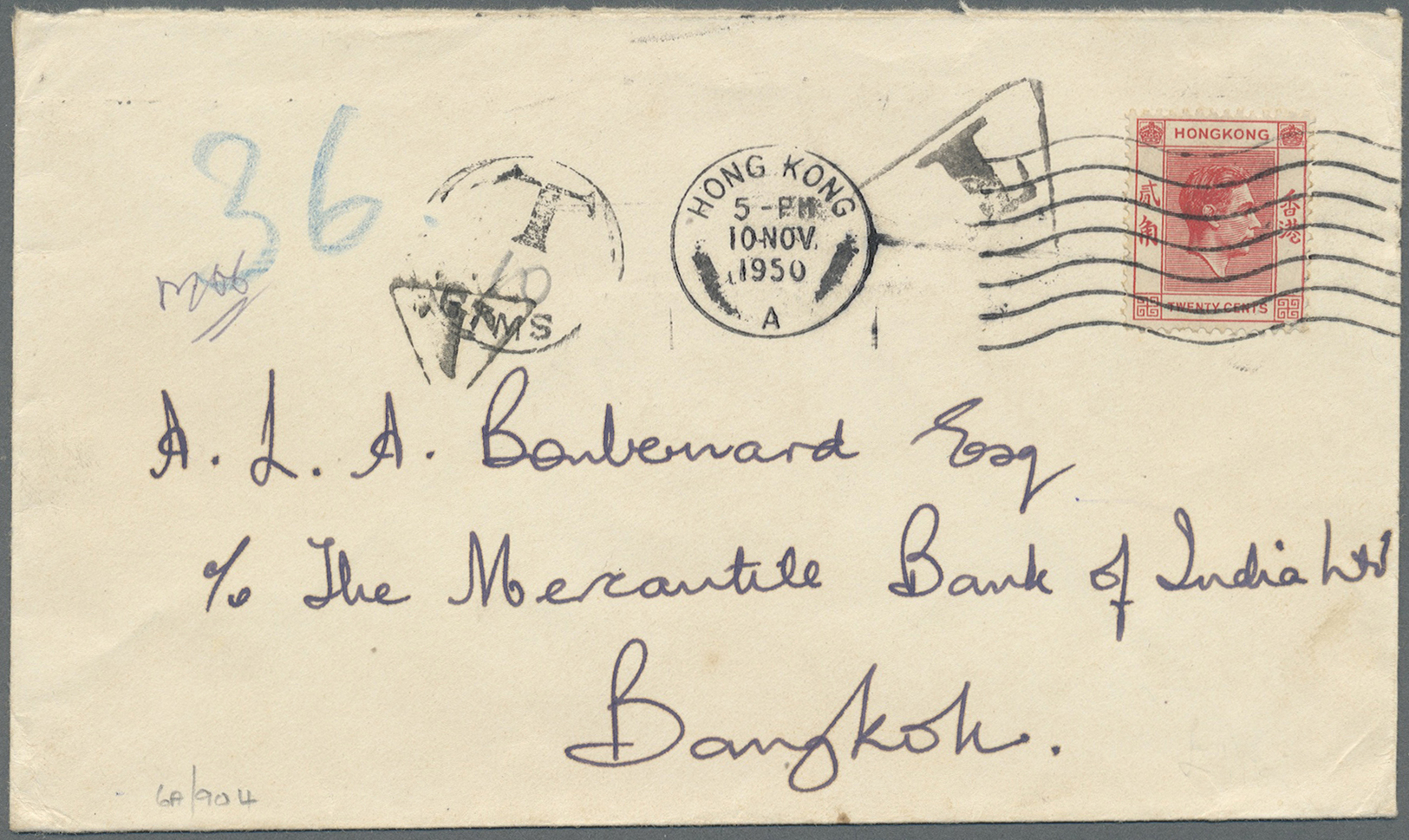 Br Hongkong - Besonderheiten: 1950/1972, underpaid taxed covers (6) inc. triangular boxed "T" (3), two-line "Return to S
