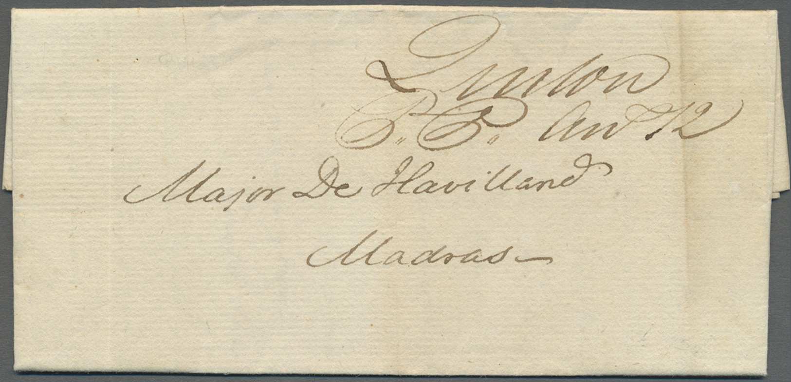 Br Indien - Vorphilatelie: 1819 (25 June) QUILON: An Early Letter With "Chilon" In Manuscript To Major De Havilland At M - ...-1852 Prephilately