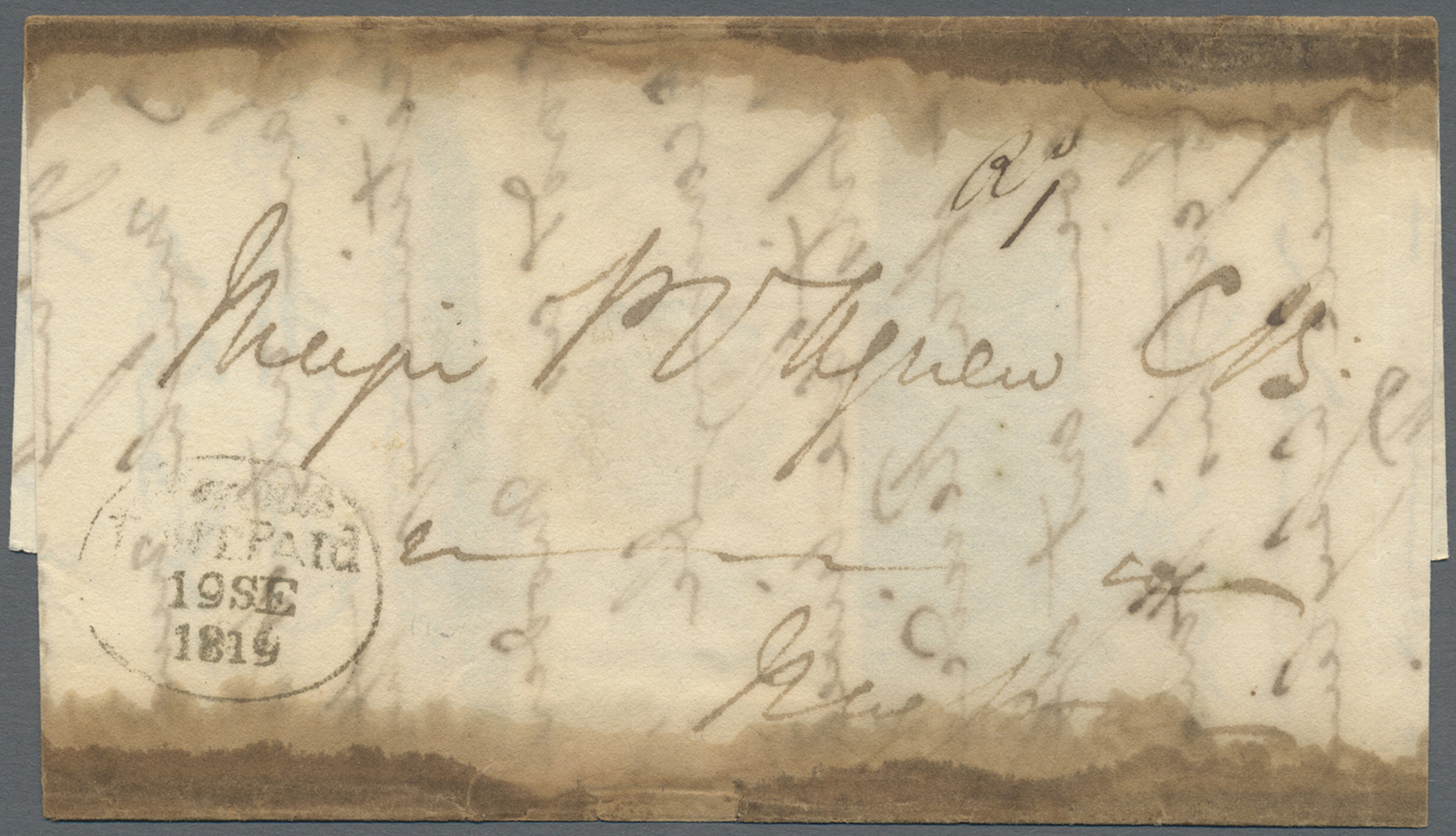 Br Indien - Vorphilatelie: 1819 "MADRAS/POST PAID/19SE/1819" Oval Datestamp In Black (Giles 7) On Folded Letter Addresse - ...-1852 Prephilately