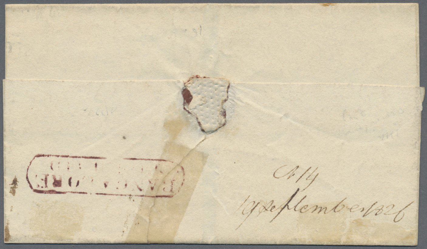 Br Indien - Vorphilatelie: 1826 "BANGALORE/POSTPAID" Framed H/s In Lilac (Giles Recorded As No.6 From 1827-1837) On Back - ...-1852 Préphilatélie