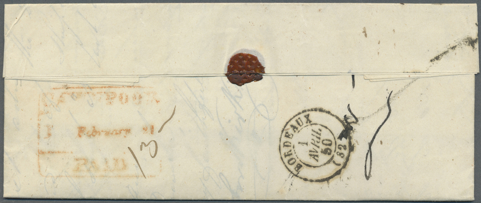 Br Indien - Vorphilatelie: 1827-1850: Four letters to Bordeaux, FRANCE, with 1) 1827 letter from Calcutta bearing "COLON