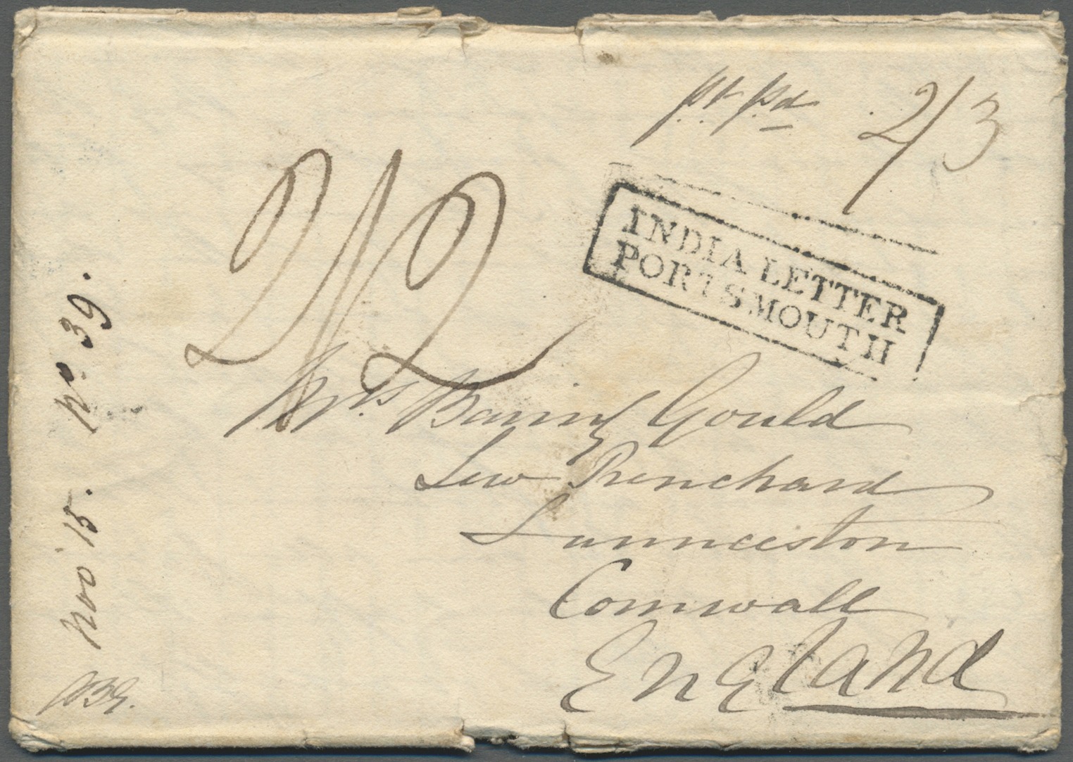 Br Indien - Vorphilatelie: 1834, Letter With Red "PALLAMROTTAM/POST PAID" Via MADRAS With Oval "OUT STATIONMADRAS SHIP" - ...-1852 Préphilatélie