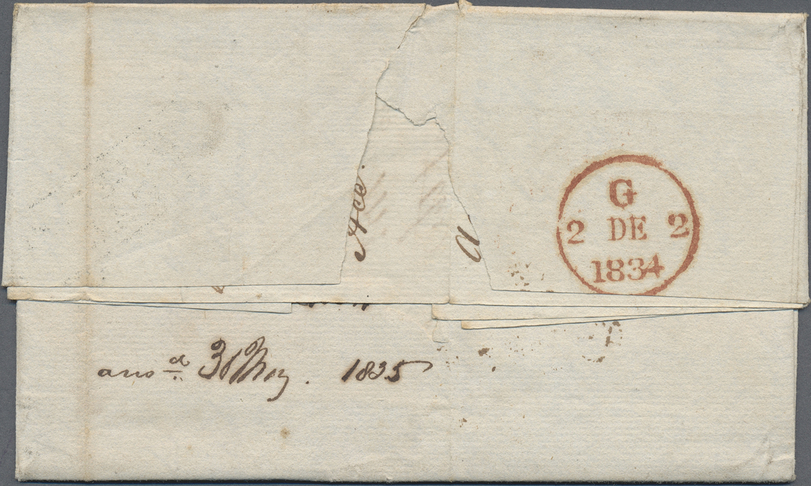 Br Indien - Vorphilatelie: 1834. Pre Stamp Envelope Written From Calcutta Dated &lsquo;1st May 1834' Addressed To Madeir - ...-1852 Prephilately