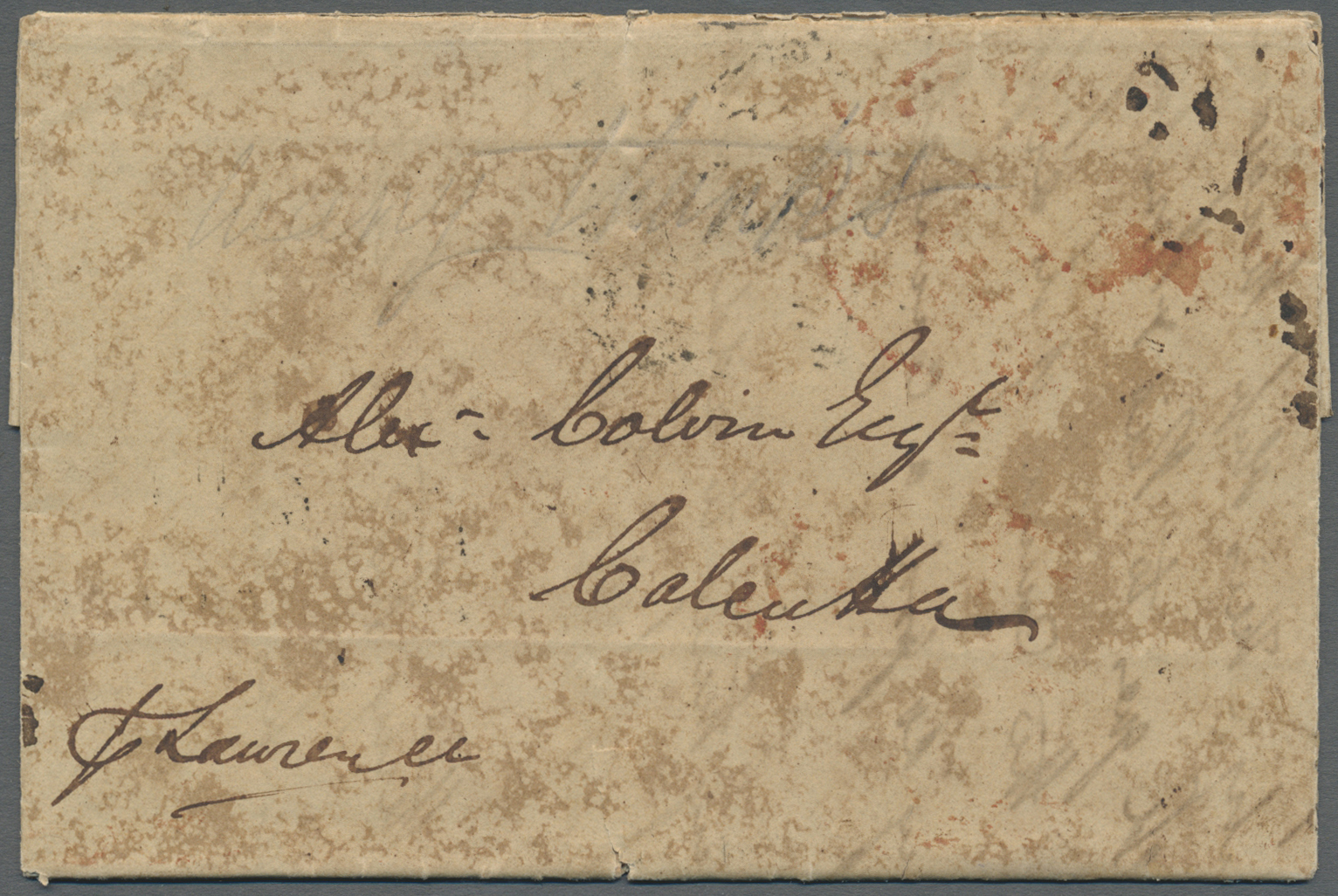 Br Indien - Vorphilatelie: 1835 (27 Jun) KEDGREE: Entire From Liverpool Per "Lawrence" Via Kedgeree To Calcutta (22 Oct) - ...-1852 Prephilately