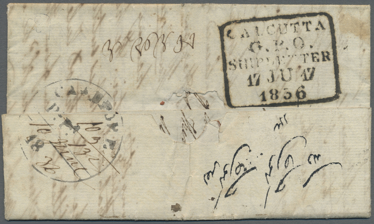 Br Indien - Vorphilatelie: 1836 Entire Letter From Cawnpore To England Via Calcutta And Deal, With Large "CAWNPORE/Pt.Pd - ...-1852 Préphilatélie