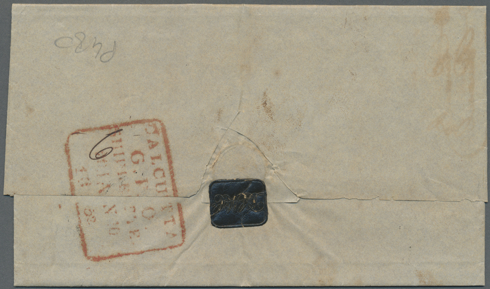 Br Indien - Vorphilatelie: 1852-53 Three Stampless Letters From Calcutta To Mauritius Bearing Red Calcutta Shipletter Da - ...-1852 Préphilatélie