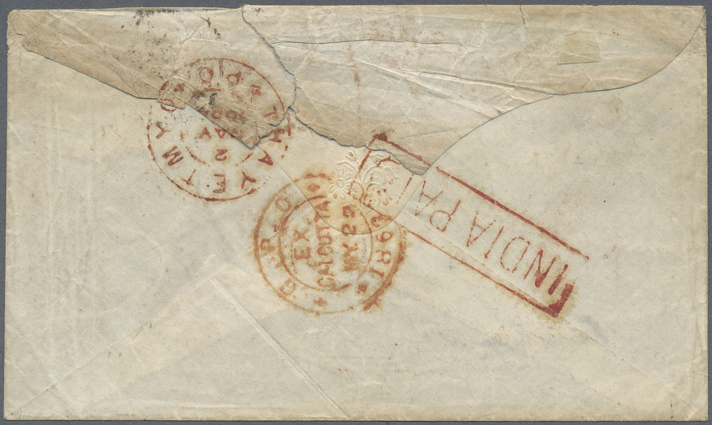 Br Indien - Vorphilatelie: BURMA, 1856. Envelope Addressed To London Bearing Lndia SG 46, 4a Black Tied By Octagonal 'B/ - ...-1852 Préphilatélie