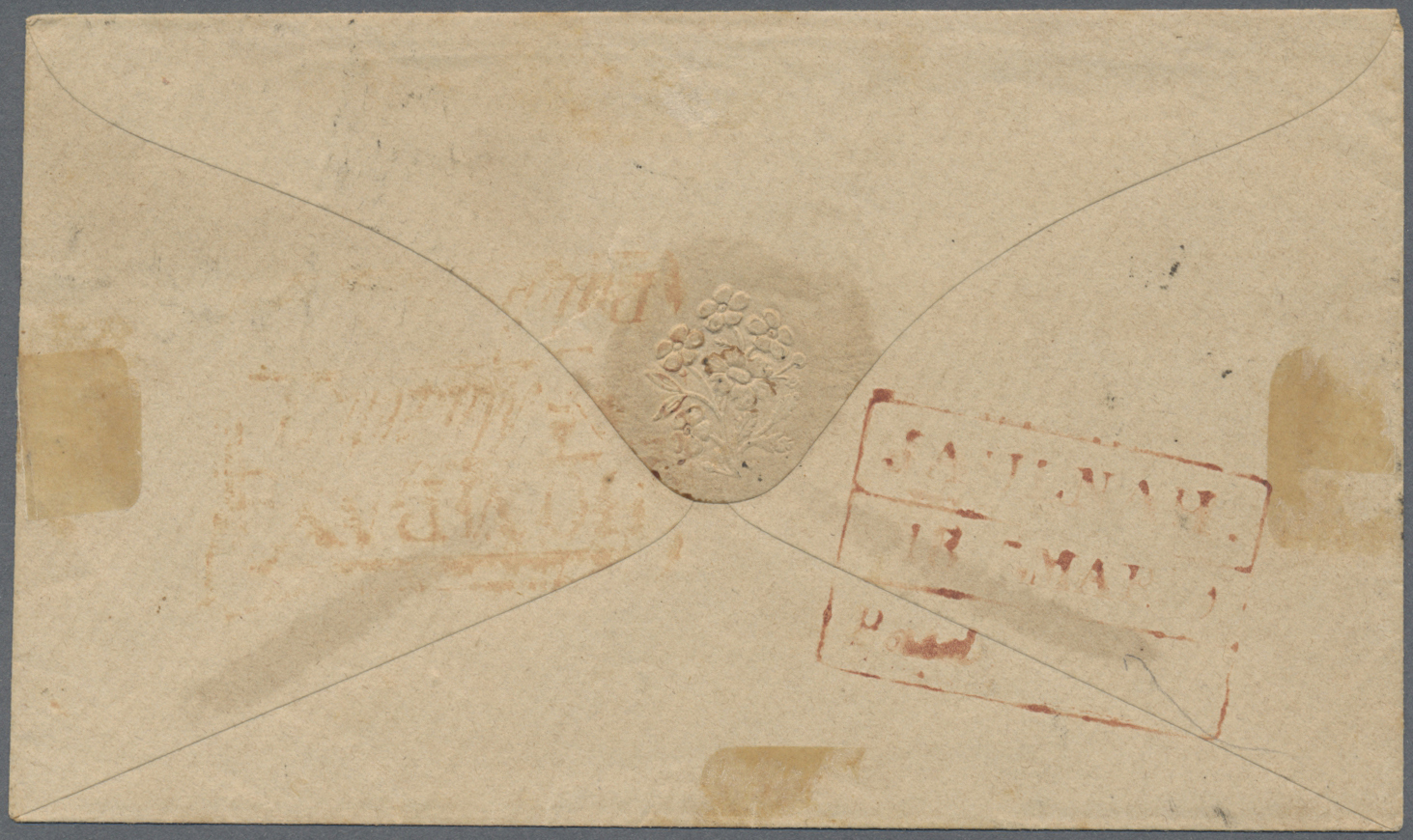 Br Indien: 1854 Lithographed ½a. Blue, Die I, Vertical Pair, Used On 1855 Cover From Bombay To Jaulnah, Tied By Diamond - Other & Unclassified