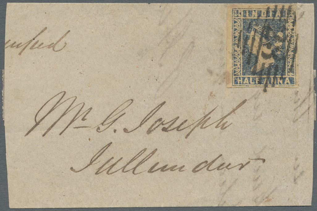 Br Indien: 1854-55 Three Covers/part Of Covers All Franked By Lithographed ½a. Blue (Die I/Die II), With Various Postmar - Other & Unclassified