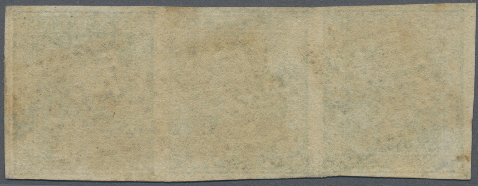 O Indien: 1854 2a. Green Horizontal Strip Of Three, Used And Cancelled By Superb Strikes Of Diamond Of Dots, Complete To - Autres & Non Classés