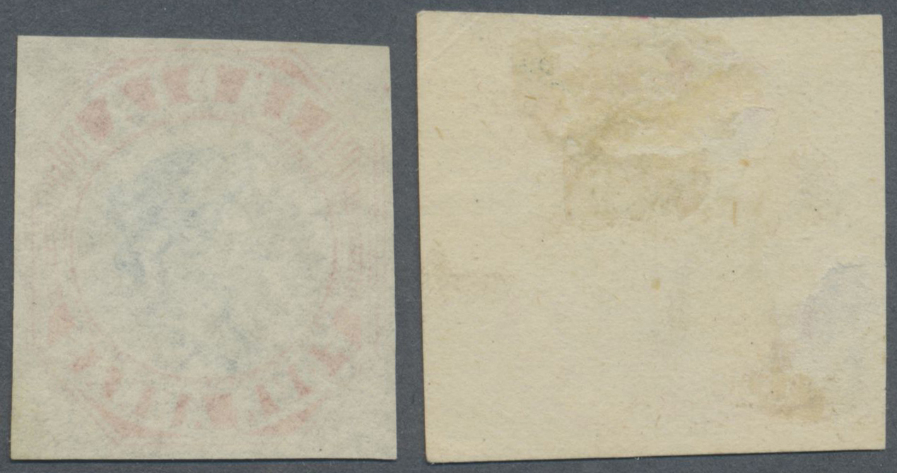 (*) Indien: 1854/1890's: Two Reprints Of The Lithographed 4a., One In Red & Deep Blue On Yellowish Wove Paper, The Secon - Autres & Non Classés