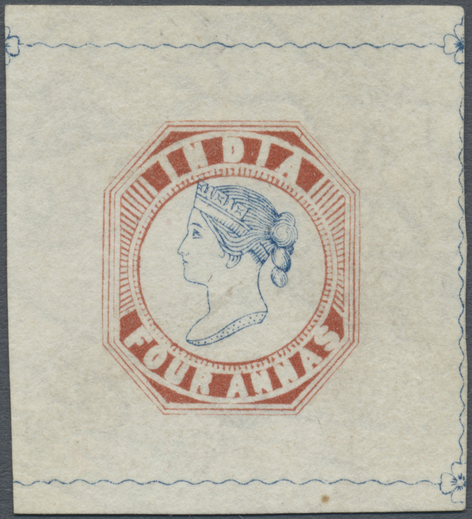 (*) Indien: 1854/1891 Reprint Of 4a. Blue & Red On Yellowish Wove Paper Watermarked With The Arms Of Great Britain Sidew - Other & Unclassified