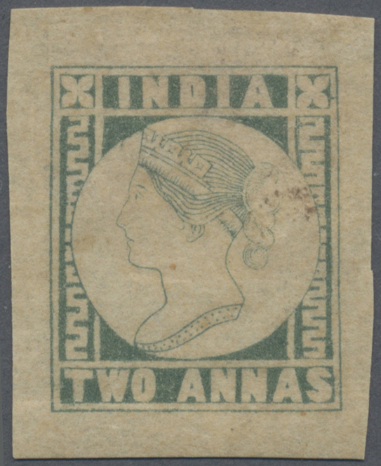 (*) Indien: 1854/1890 Lithographic Transfer Of 2a. Essay Square Design, In Green On Yellowish Wove Paper, Pos. 3 Of The - Autres & Non Classés