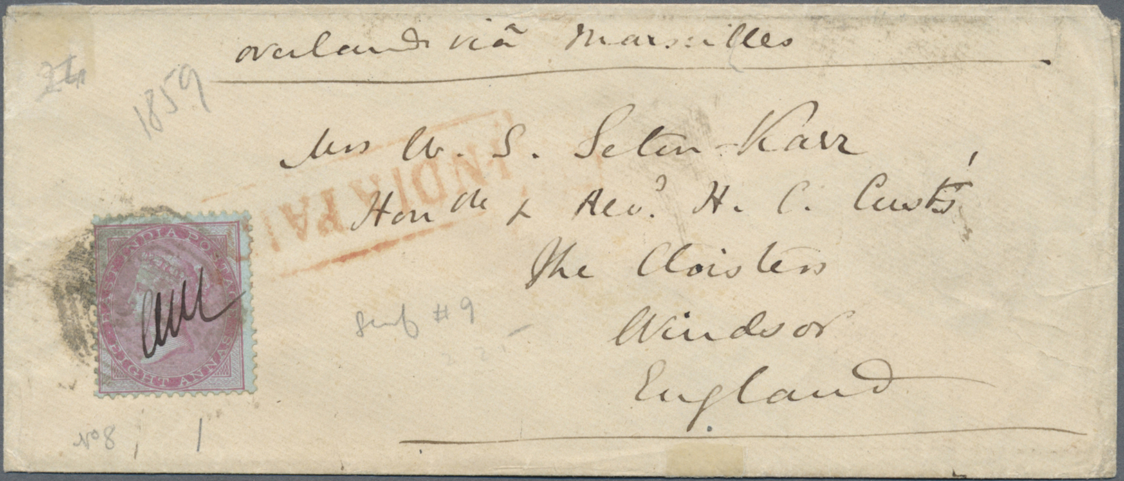 Br Indien: 1854/64, Covers (5) With Various Franks, 4 Used To UK (to Windsor X3), One Internal, Inc. Three-colour Franki - Other & Unclassified