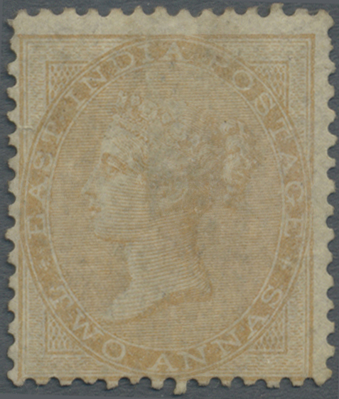 * Indien: 1856-64 QV 2a. Yellow-buff, Mint Lightly Hinged, A Short Tear Into At Left (between 5th And 6th Perf From Top) - Other & Unclassified