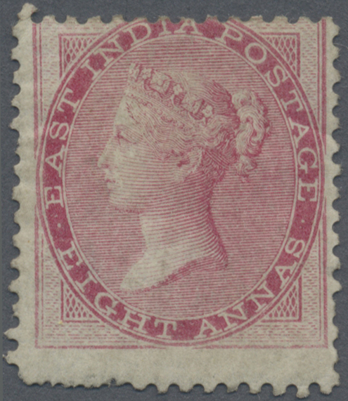 * Indien: 1856-64 QV 8a. Carmine, Mint Hinged, One Missing And Few Short Perfs At Lower Left, Otherwise A Fresh And Fine - Other & Unclassified