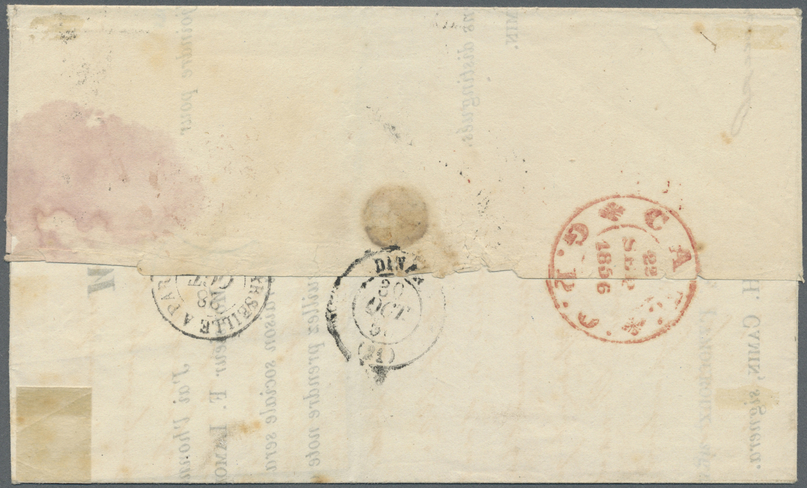 Br Indien: 1856-63: Three Early Franked Covers To France, With 1856 Printed Letter From Calcutta To Dinan Franked 8a. Ca - Autres & Non Classés