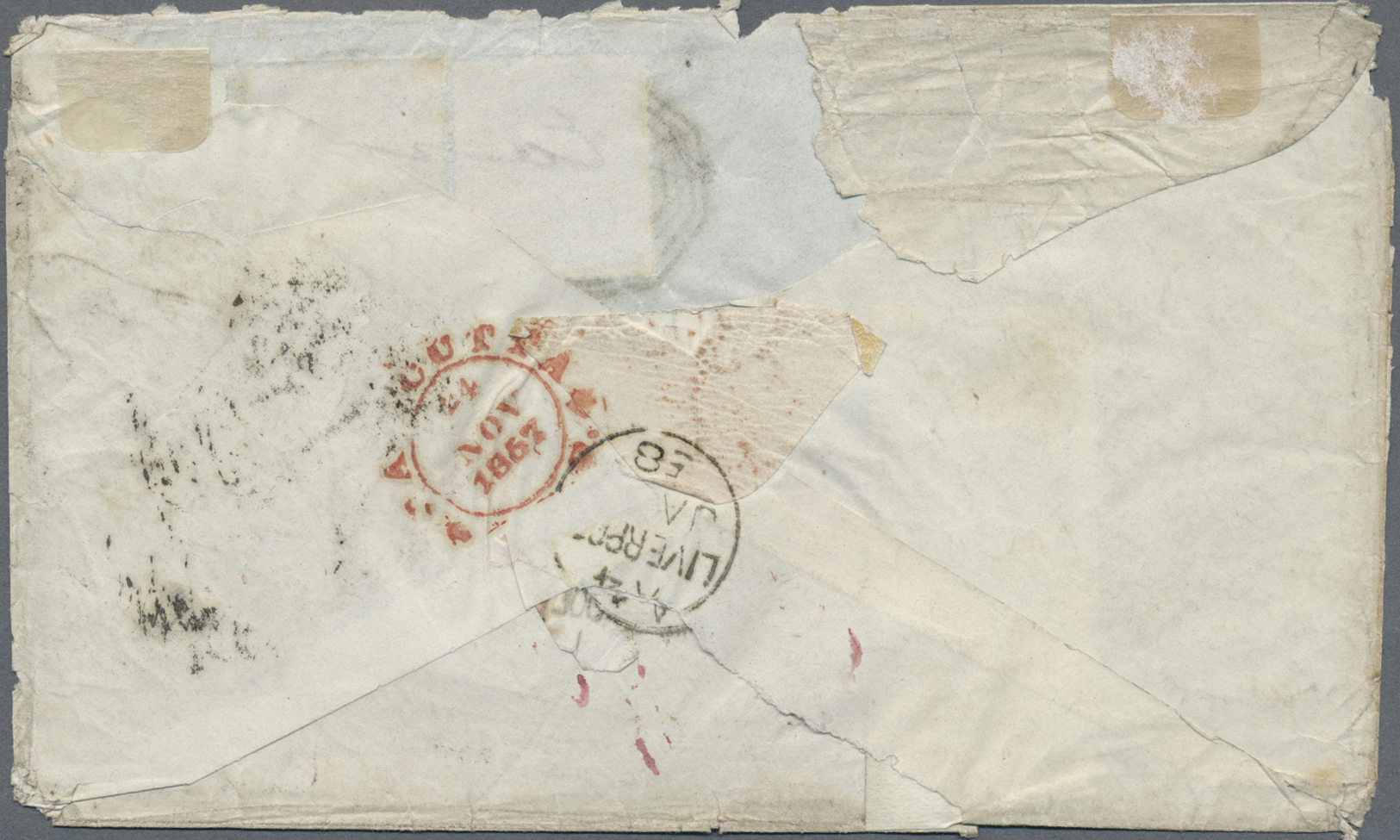 Br Indien: 1857. Envelope (small Faults) Written From Calcutta Dated '24th Nov 1857' Addressed To Liverpool Bearing SG 4 - Other & Unclassified