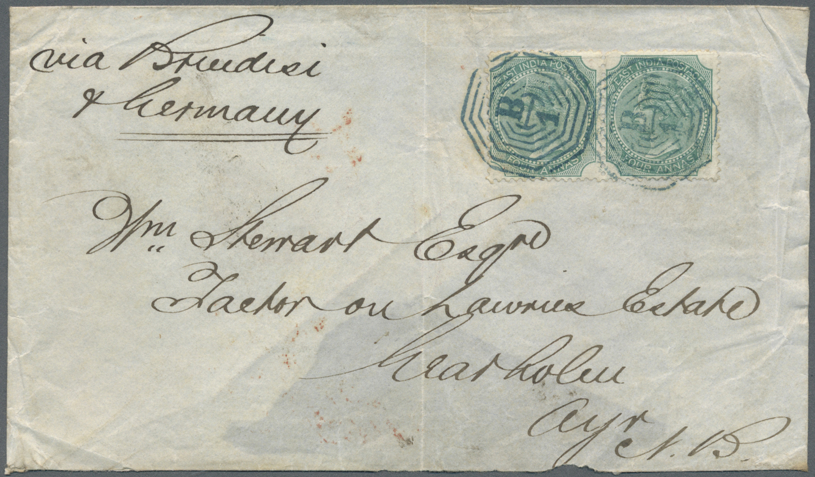 Br Indien: 1857/1871: Three Covers To Scotland, With Mourning Cover 1857 From Calcutta To Portobello, Edinburgh Franked - Other & Unclassified