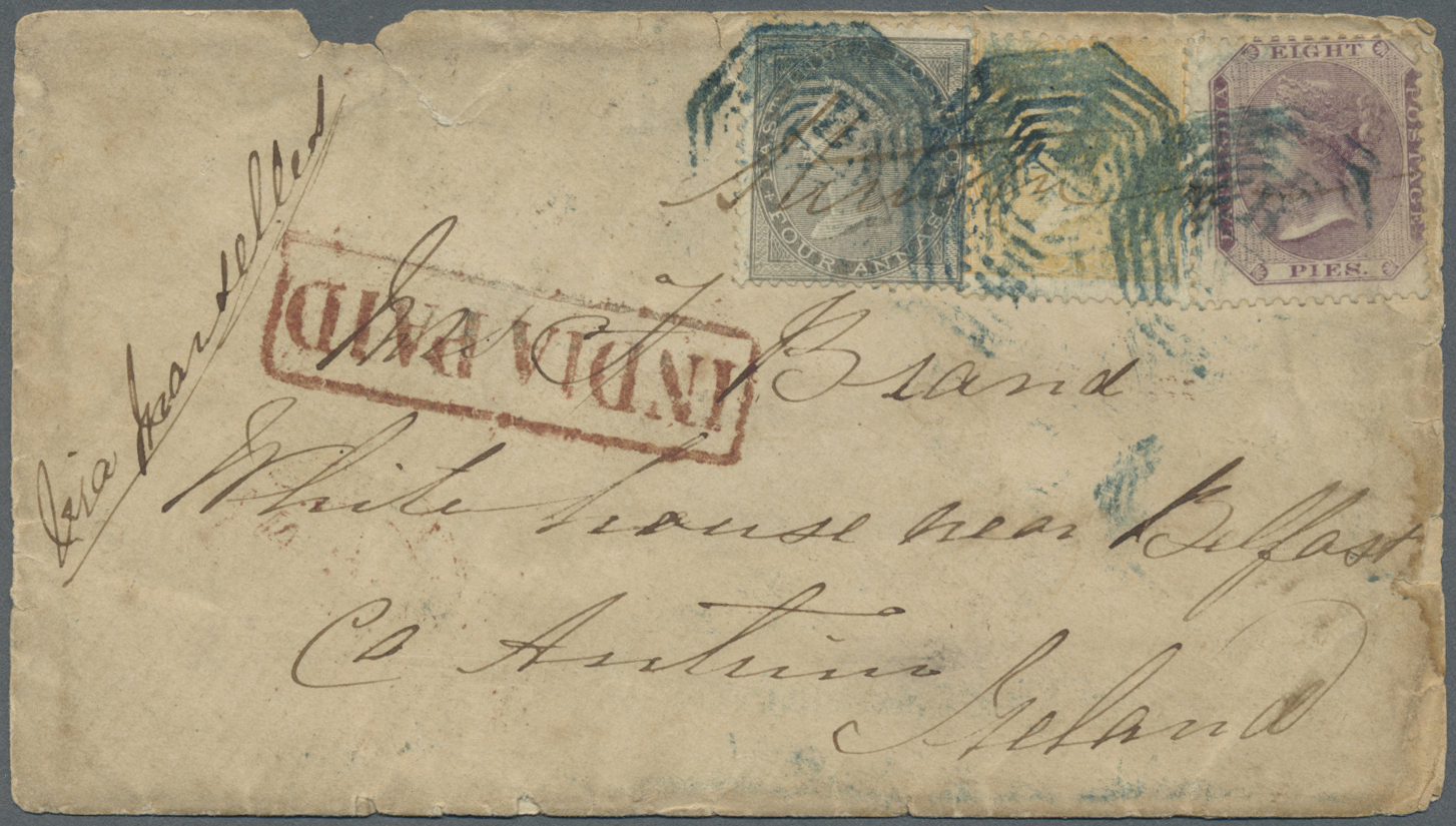 Br Indien: 1858-81: Four covers from India to Ireland with various frankings (6a. (1858 cover), 4a. (1860), 6a8p. (1864)