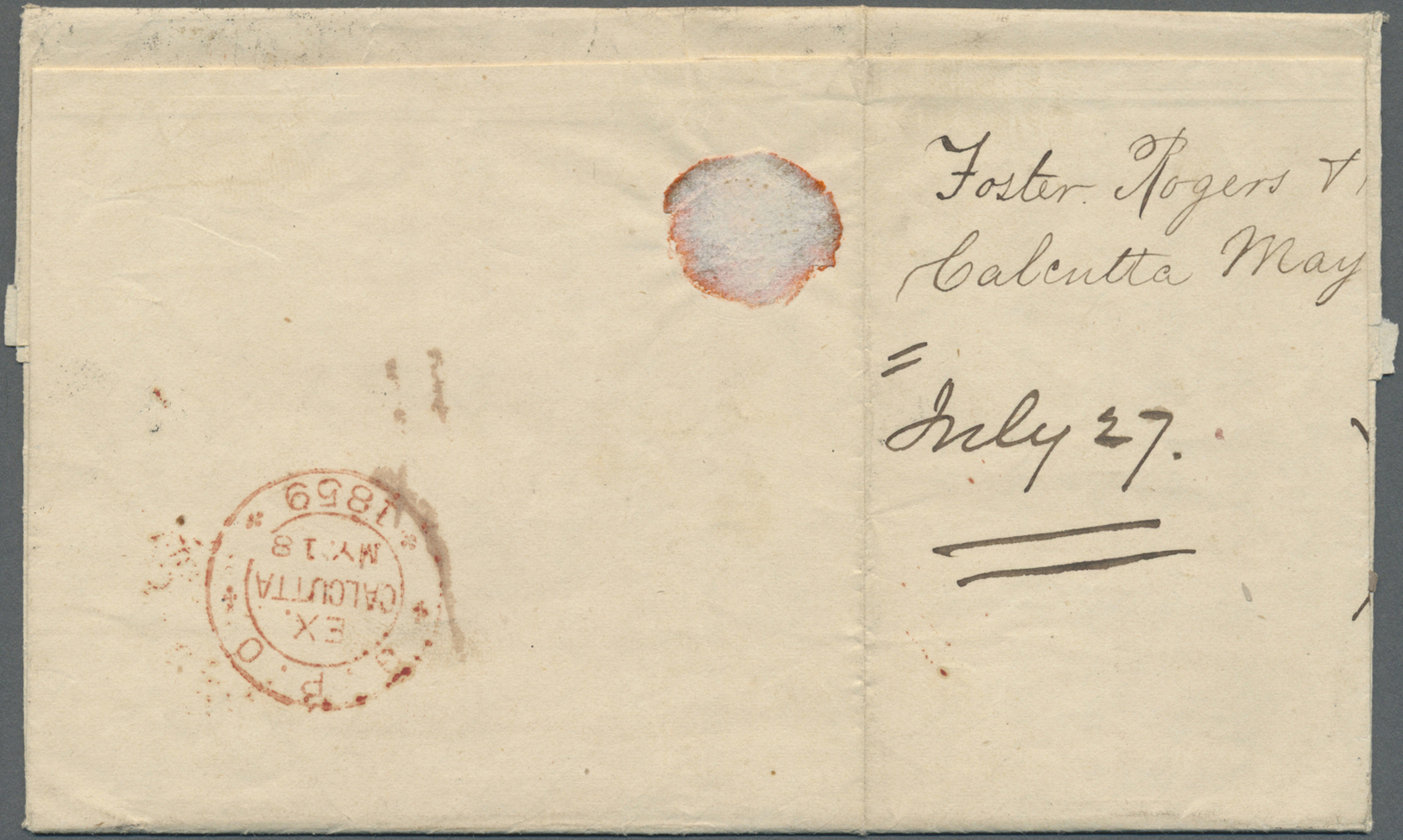 Br Indien: 1859-1873 Three Covers From India To The U.S.A. Franked With East India Adhesives, With 1) Entire Letter 1859 - Autres & Non Classés