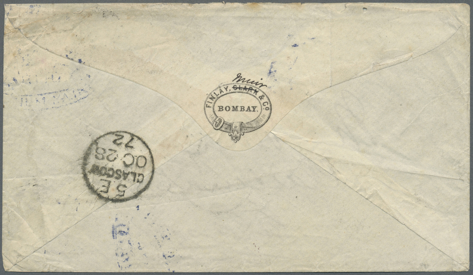 Br Indien: 1862-72 Bombay Forwarder: Three Forwarded Covers From Bombay To Europe, With 1) 1862 Stampless Letter To Fran - Autres & Non Classés