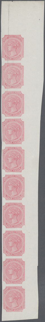 (*) Indien: 1866 "WEST INDIA" Essay 4a Rose-carmine On Unwatermarked Paper, Vertical Right Marginal Row Of 10, Vertical - Other & Unclassified