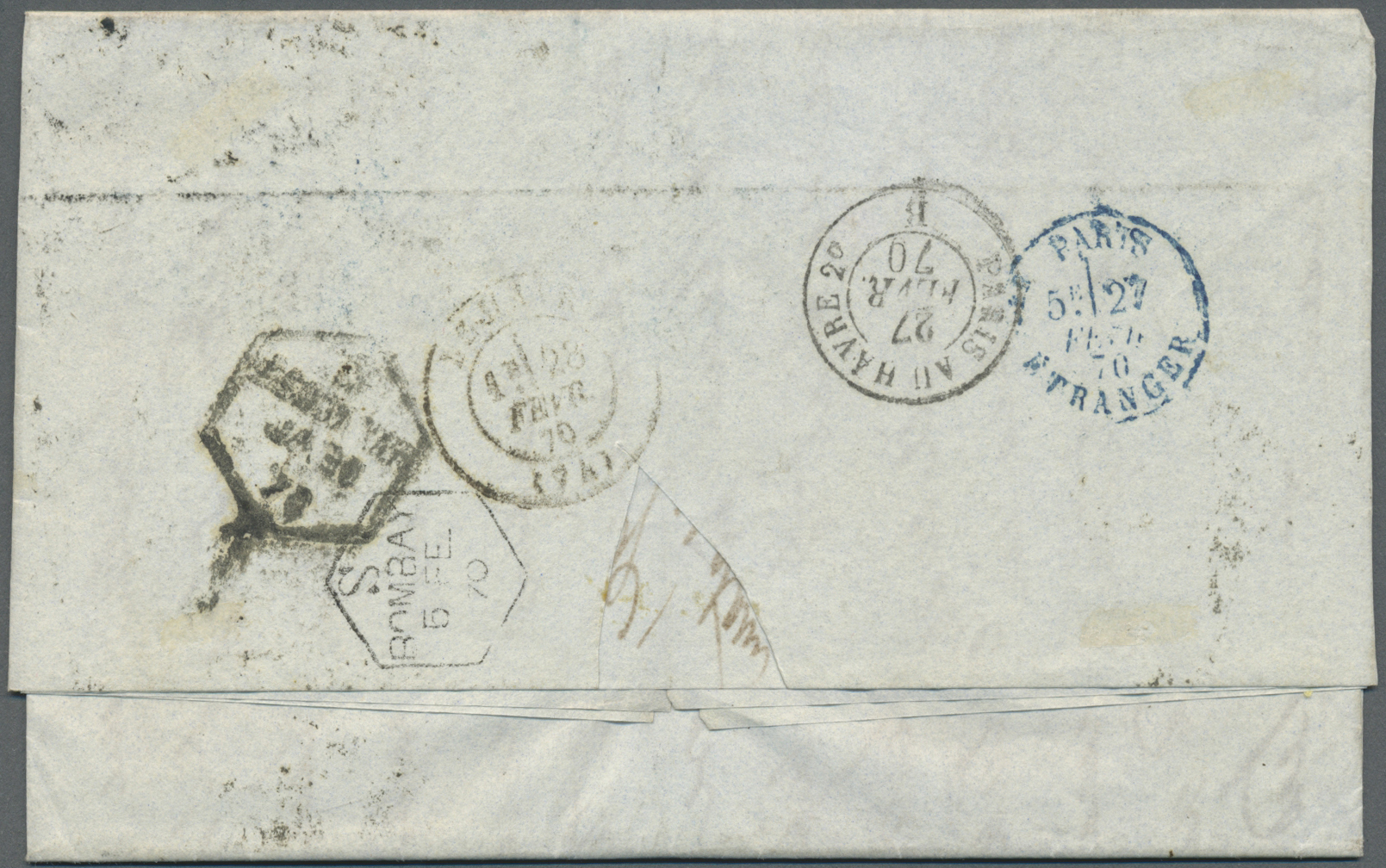 Br Indien: 1870/77 Three Covers From Cocanada (formerly Dutch Settlement) To France, One Letter 1870 To Havre Franked By - Autres & Non Classés