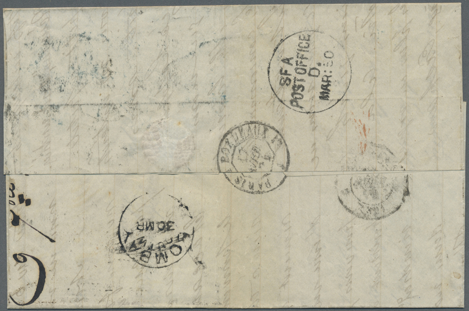 Br Indien: 1874-85 Two Letters And A Postal Stationery Envelope To France, With 1874 Letter From Madras To Bordeaux Bear - Autres & Non Classés