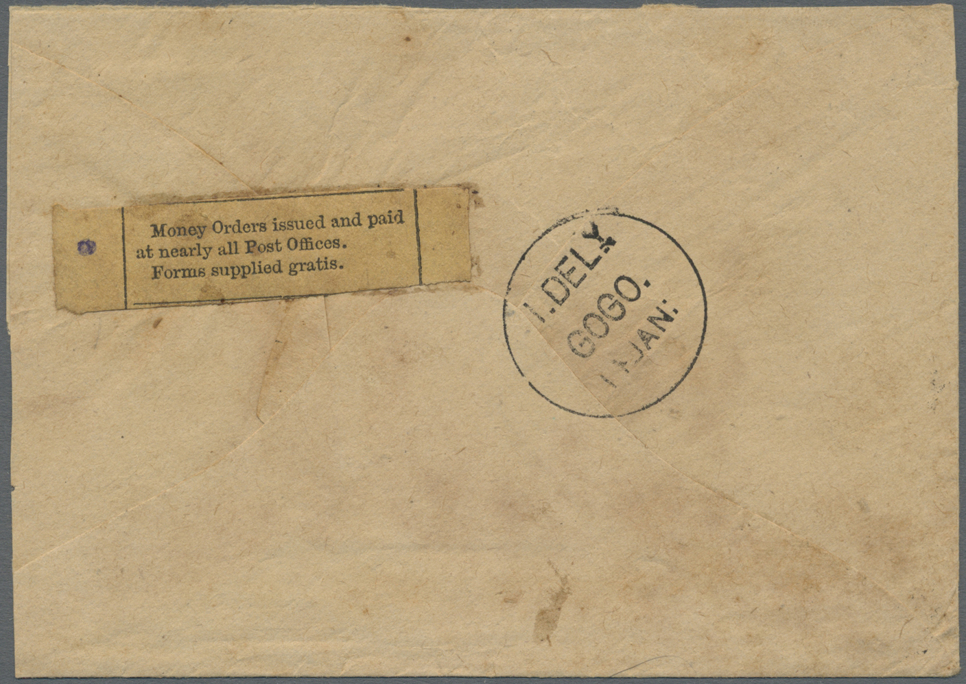 Br Indien: 1883 Special Yellow Label "Money Orders Issued And Paid At Nearly All Post Offices. Forms Supplied Gratis." O - Other & Unclassified