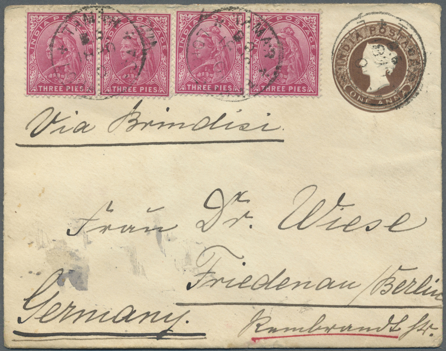 GA/Br Indien: 1897/1932, Stationery Envelopes (3, Two Uprated, One Registered) Used From "RANCHI, SAIDPUR And NAZPUR; An - Autres & Non Classés