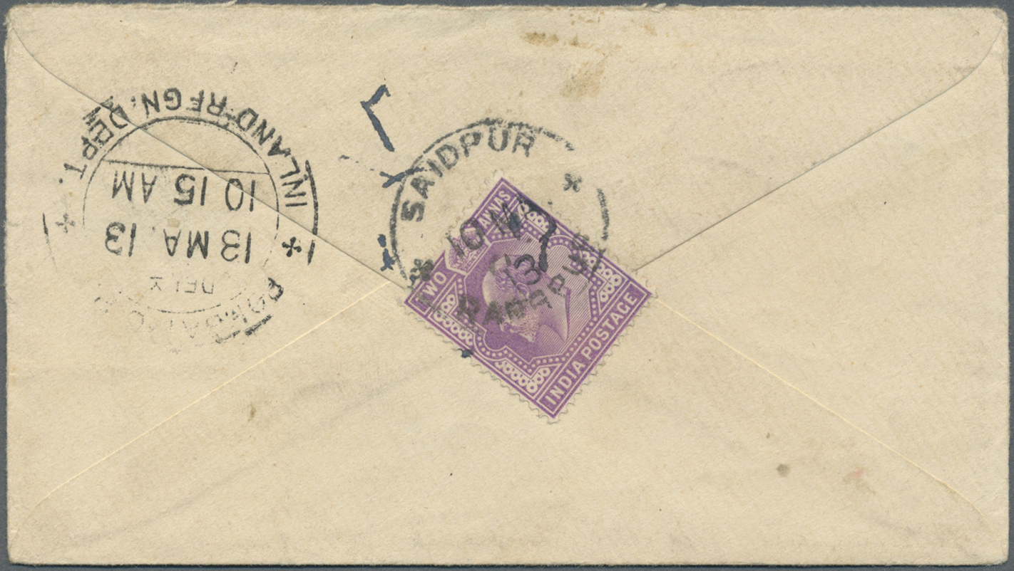 GA/Br Indien: 1897/1932, stationery envelopes (3, two uprated, one registered) used from "RANCHI, SAIDPUR and NAZPUR; an