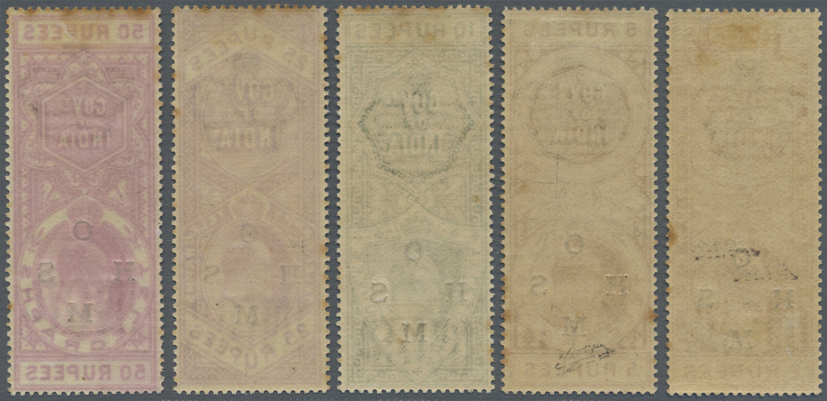 * Indien: 1908 TELEGRAPH OFFICIAL STAMPS: Complete Set Of Five KEVII. Stamps Optd. "O H M S", Mint Lightly Hinged, Some - Autres & Non Classés