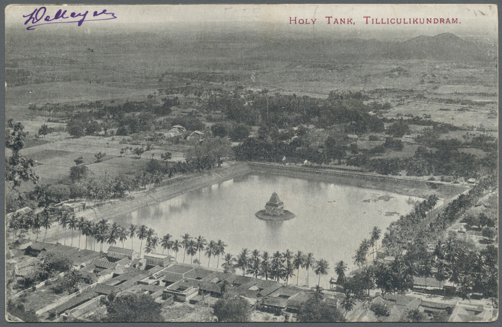 Br Indien: 1906. Picture Post Card Of 'Holy Tank, Tilliculikundram' Addressed To Belgium Bearing India SG 119, 3p Grey ( - Autres & Non Classés