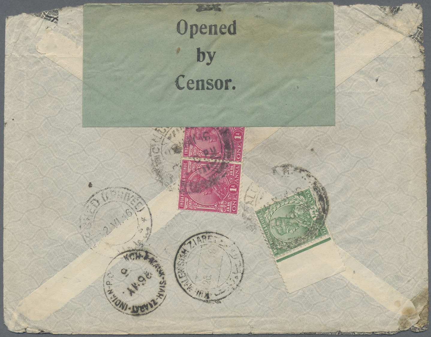 Br Indien: 1916. Censored Envelope (faults,creased) Addressed To Meshed, Persia Bearing India SG 157, ½a Green And SG 16 - Other & Unclassified