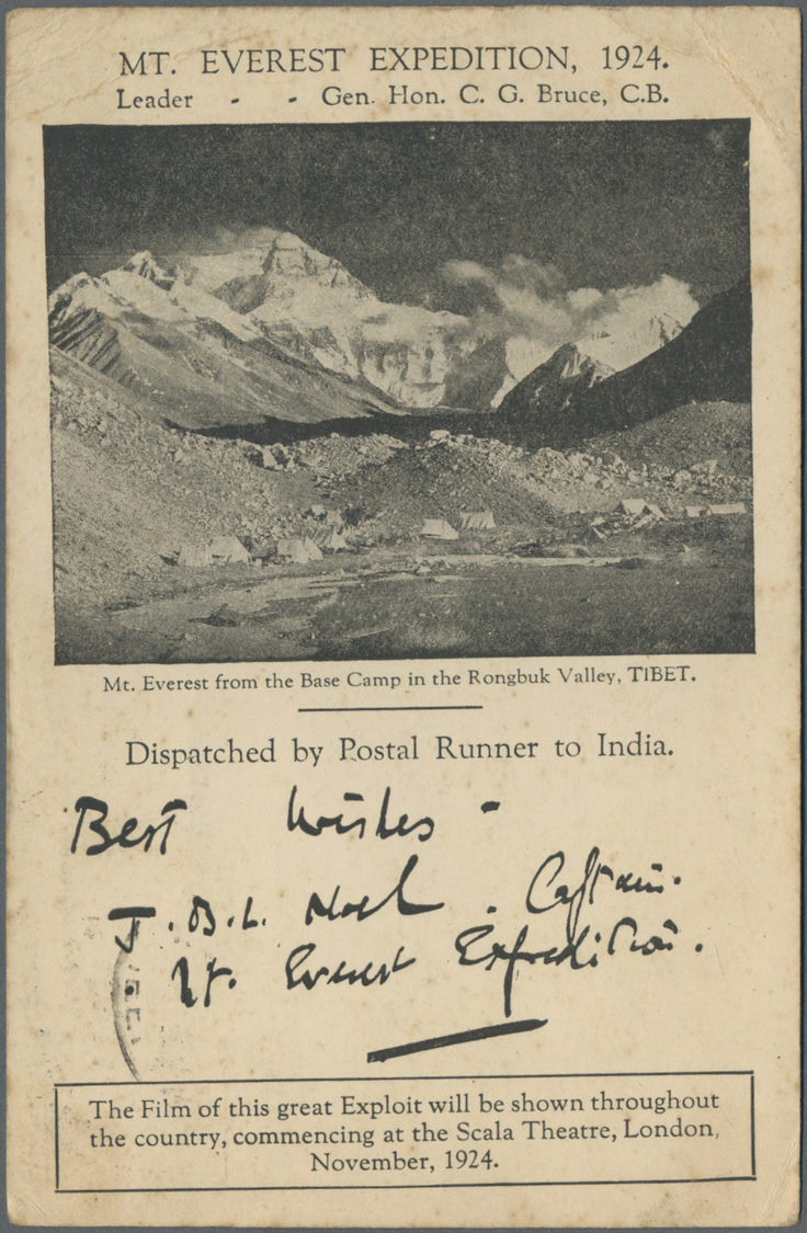 Br Indien: 1924 Mount Everest Expedition: Two Picture Postcards (Base Camp) Both Bearing The Special Expedition Vignette - Other & Unclassified