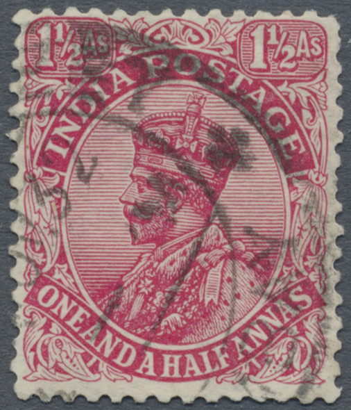 O Indien: 1929 - "The King Sideways In India": KGV. 1½a. Rose-carmine, Watermark Multiple Star SIDEWAYS, Used And Cancel - Other & Unclassified