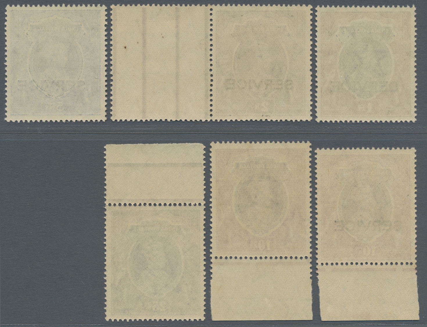 ** Indien: 1937, 10 And 25 Rupees KG VI And Additional Service Stamps 1 To 10 Rupees Each Mint Never Hinged, Some With M - Other & Unclassified