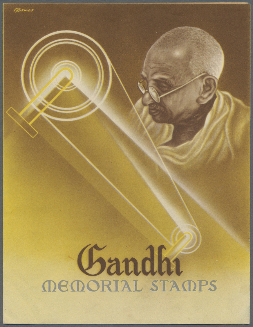 Br Indien: 1948 GANDHI Cpl. Set On Special Gandhi Folder, Tied By "CALCUTTA G.P.O./30 SEP 48" C.d.s., Fine. - Other & Unclassified