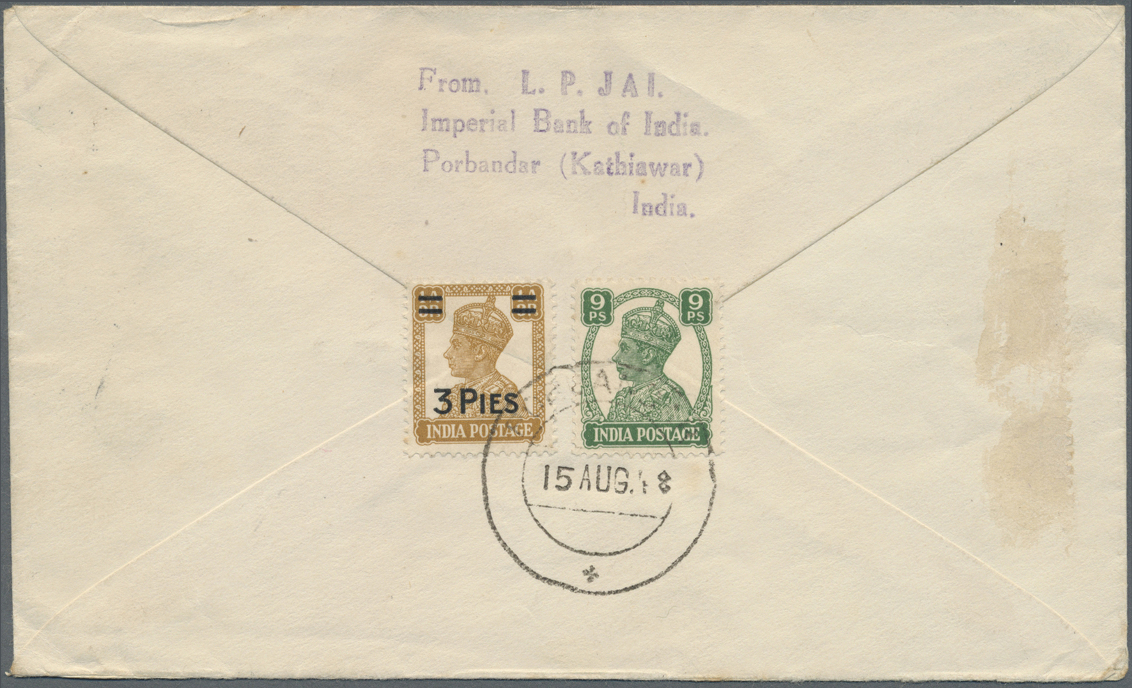 Indien: 1948 (15 Aug.): GANDHI FDC From PORBANDAR (Mahatma Gandhi's Birthplace) As Registered Airmail Cover To New Zeala - Other & Unclassified