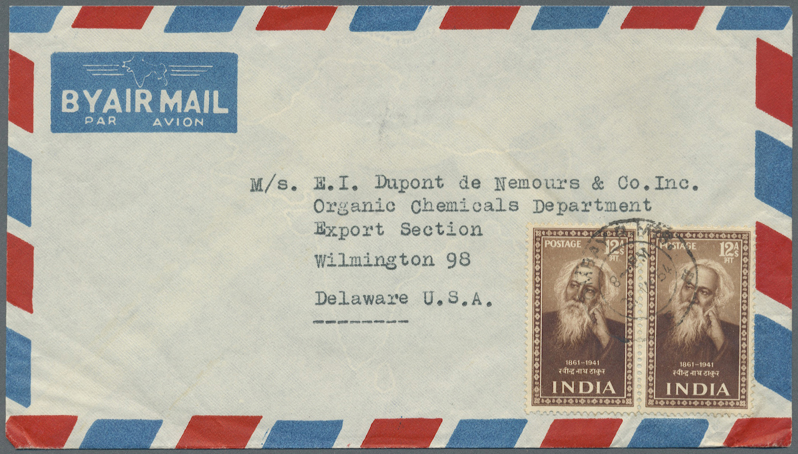 Br Indien: 1950 Saints & Poets All Values On Five Covers, With 9p On Printed Matter, 1a On Book-Post, 2a And 4½a On Air - Other & Unclassified