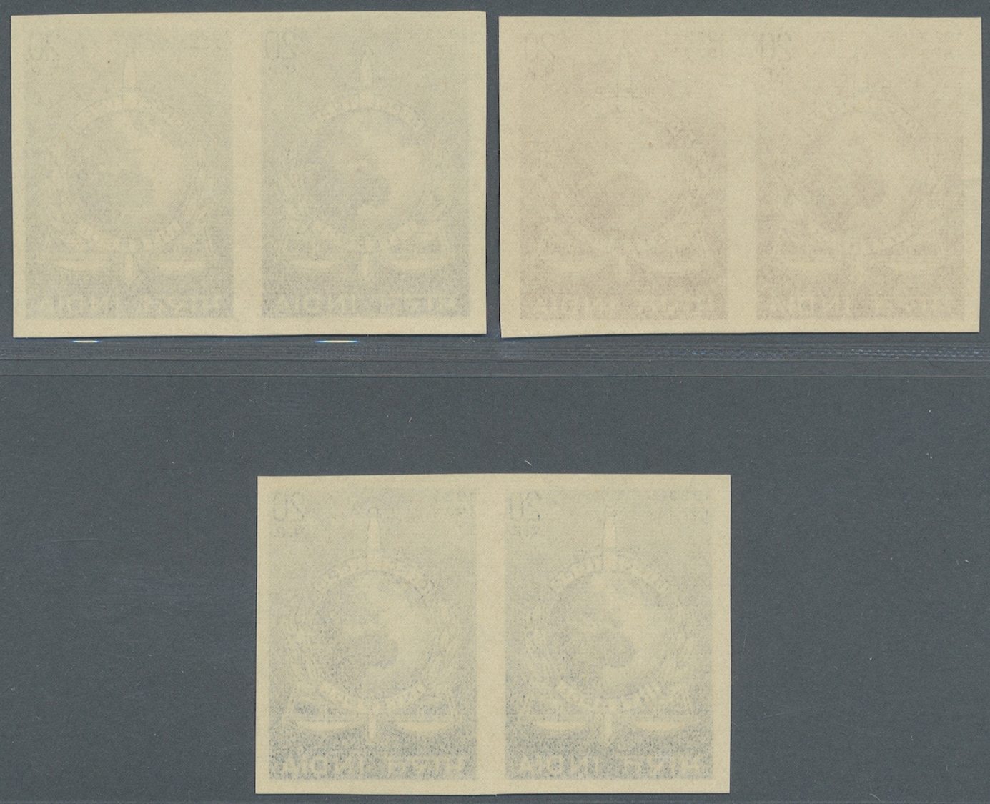 /** Indien: 1973 Eleven Imperforated Colour Trial Pairs Of 'Interpol' 20p., All Different (colours/shades), Unmounted Mi - Other & Unclassified
